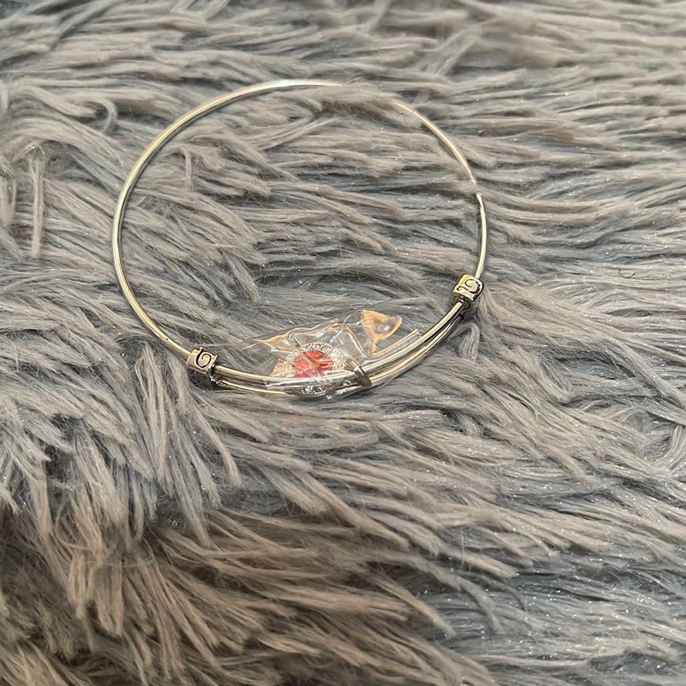 Silver Bracelet with Red Stone Rhodium Plated
